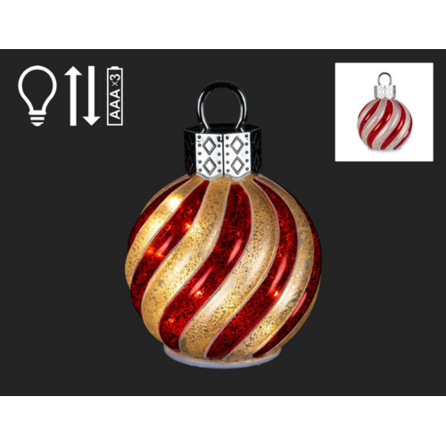Christmas Tradition Rotating LED Candy Stripe Ornament 6 Inch
