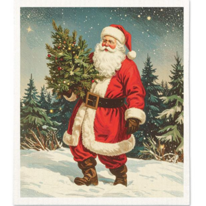Abbott Swedish Cloth Vintage Santa with Tree Abbott Swedish Cloth Vintage Santa with Tree
