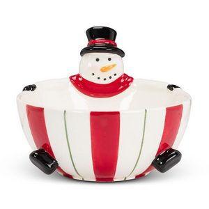 Abbott Candy Bowl Snowman & Stripes