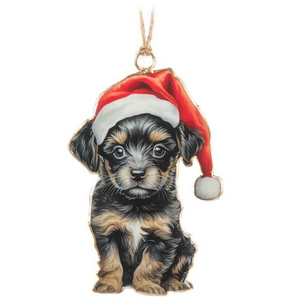 Abbott Puppy in Santa Hat Ornament