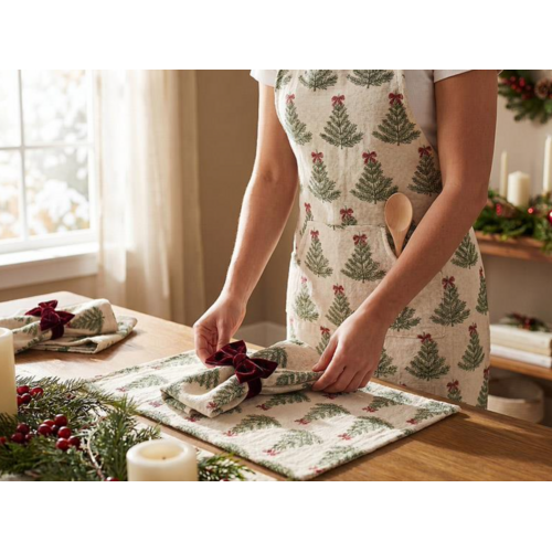 Abbott Apron Holiday Trees with Bows Abbott Apron Holiday Trees with Bows