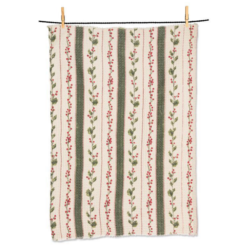 Abbott Tea Towel Holly Berry Stripes