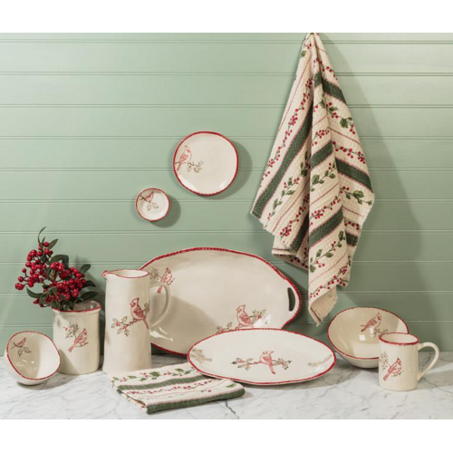 Abbott Tea Towel Holly Berry Stripes