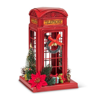 Abbott Telephone Booth with Trees and Gifts 8.5 Inch