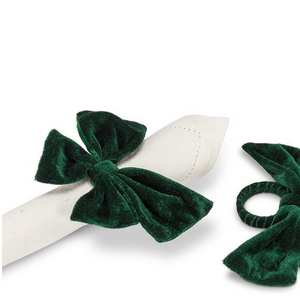 Abbott Napkin Ring Velvet Bow Green Abbott Napkin Ring Velvet Bow Green