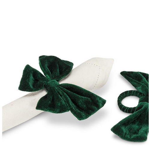 Abbott Napkin Ring Velvet Bow Green Abbott Napkin Ring Velvet Bow Green