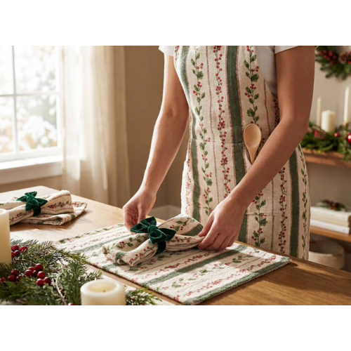 Abbott Placemat Holly Berry Stripes Abbott Placemat Holly Berry Stripes