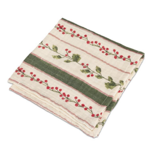Abbott Napkin Holly Berry Stripes