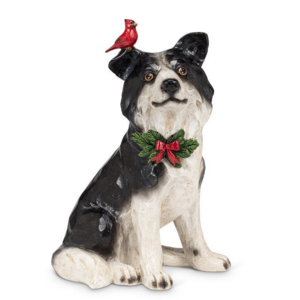 Abbott Border Collie Sitting with Cardinal