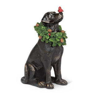 Abbott Black Lab with Wreath and Cardinal