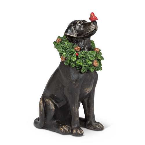 Abbott Black Lab with Wreath and Cardinal