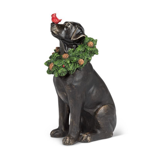 Abbott Black Lab with Wreath and Cardinal