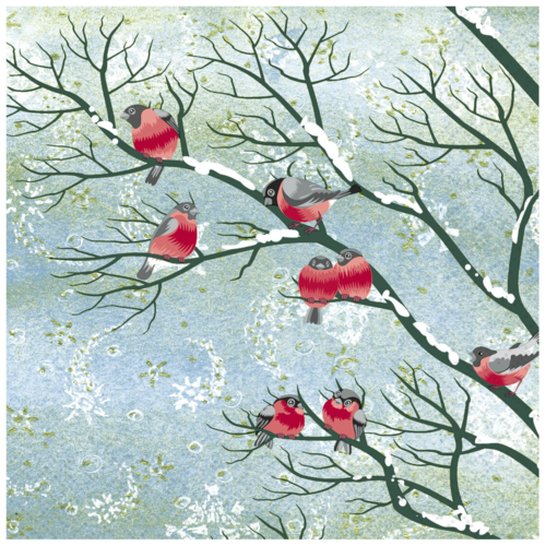 TWILIGHT Napkin Lunch Paper Winter Birds TWILIGHT Napkin Lunch Paper Winter Birds
