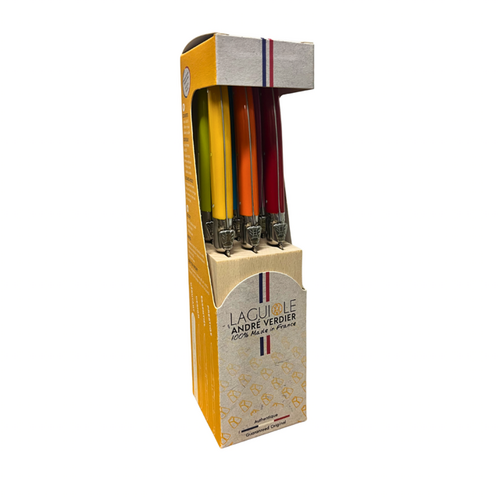 Laguiole Laguiole Steak Knife Set in Block Mixed Light Colours