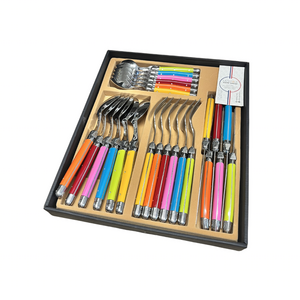 Laguiole Debutant 24 Piece Cutlery Set Mixed Colours Laguiole