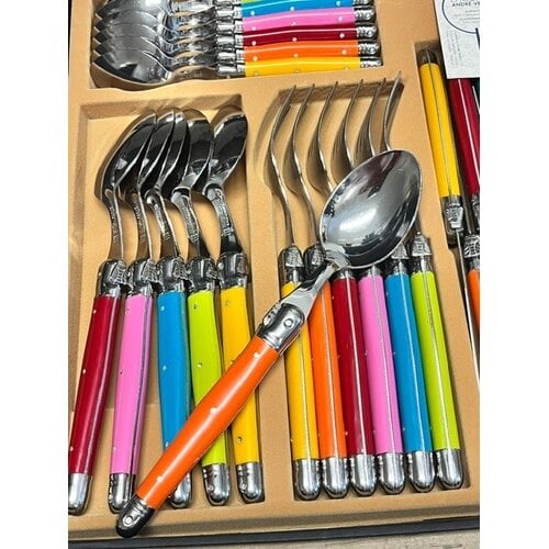 Laguiole Debutant 24 Piece Cutlery Set Mixed Colours Laguiole