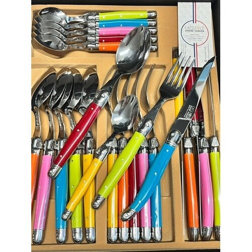 Laguiole Debutant 24 Piece Cutlery Set Mixed Colours Laguiole