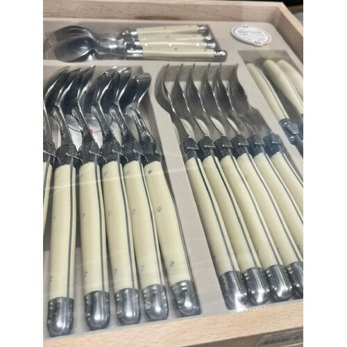 Laguiole Debutant 24 Piece Cutlery Set Ivory Laguiole