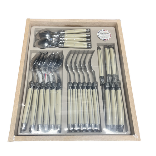 Laguiole Debutant 24 Piece Cutlery Set Ivory Laguiole