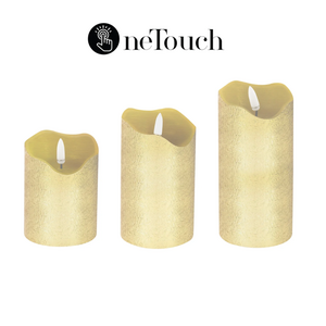 Harman One Touch LED Pillar Candles Gold Set of 3 Harman One Touch LED Pillar Candles Gold Set of 3