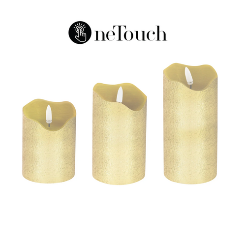 Harman One Touch LED Pillar Candles Gold Set of 3