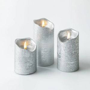 Harman One Touch LED Pillar Candles Silver Set of 3 Harman One Touch LED Pillar Candles Silver Set of 3