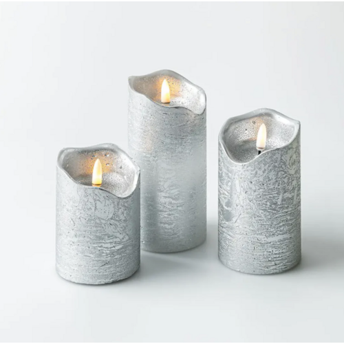 Harman One Touch LED Pillar Candles Silver Set of 3 Harman One Touch LED Pillar Candles Silver Set of 3