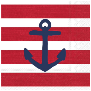 IHR Napkin Cocktail Paper Anchor Red