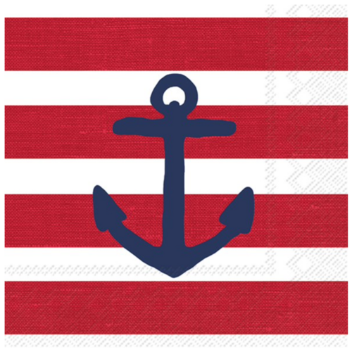 IHR Napkin Cocktail Paper Anchor Red