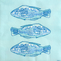 Napkin Dinner Paviot Poission De Lumiere Bleu