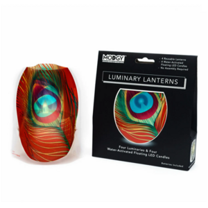 MODGY Luminary Lantern Poe & Water Activated LED Candles 4 Each