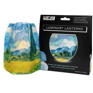 MODGY Luminary Lantern Van Gogh Cypresses Wheat Field & Water Activated LED Candles 4 Each