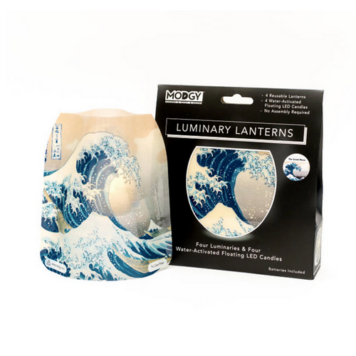 MODGY Luminary Lantern The Great Wave & Water Activated LED Candles 4 Each