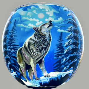 Benaya Handcrafted Art Decor Light Glass Howling Wolf