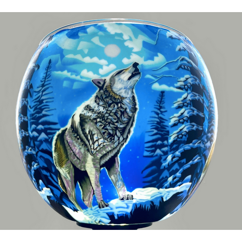 Benaya Handcrafted Art Decor Light Glass Howling Wolf