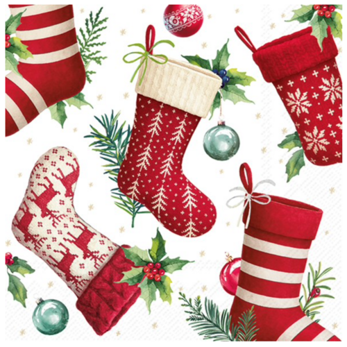 IHR Napkin Cocktail Paper Christmas Stockings