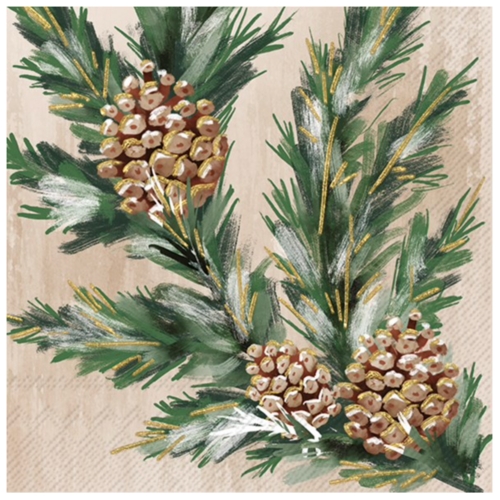 IHR Napkin Cocktail Paper Gilded Swag Cream