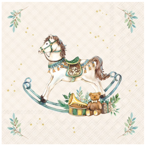 IHR Napkin Cocktail Paper Nostalgic Rocking Horse