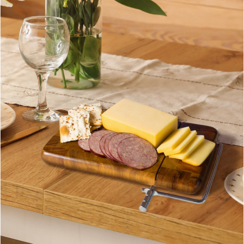 Totally Bamboo Serving Board with Cheese Slicer Acacia Totally Bamboo Serving Board with Cheese Slicer Acacia