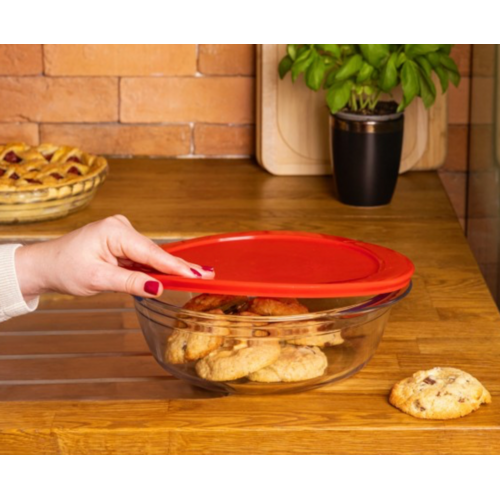 O’Cuisine France Glass Bake and Store Round with Lid 2.3L