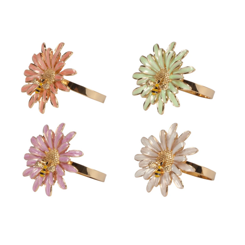 Harman Napkin Ring Flower & Bee Set of 4