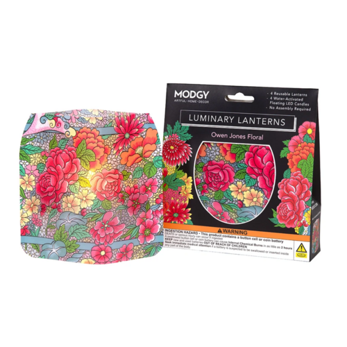 MODGY Luminary Lantern Owen Jones Floral & Water Activated LED Candles 4 Each