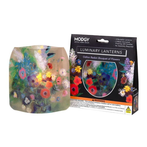 MODGY Luminary Lantern Odilon Redon Bouquet & Water Activated LED Candles 4 Each MODGY Luminary Lantern Odilon Redon Bouquet & Water Activated LED Candles 4 Each