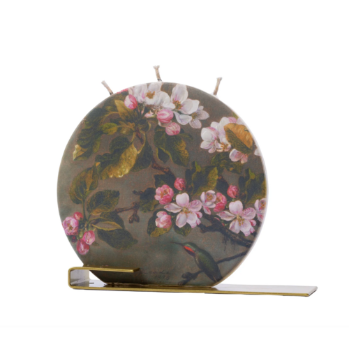 Flatyz Flat Round Candle Hummingbird and Apple Blossoms