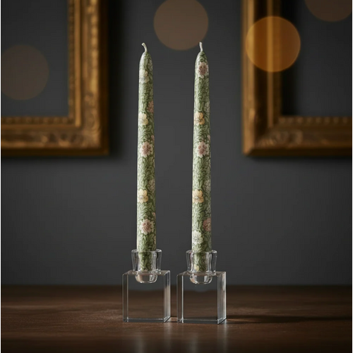 Flatyz Flat Taper Candle William Morris Pimpernel Set of 2 Flatyz Flat Taper Candle William Morris Pimpernel Set of 2