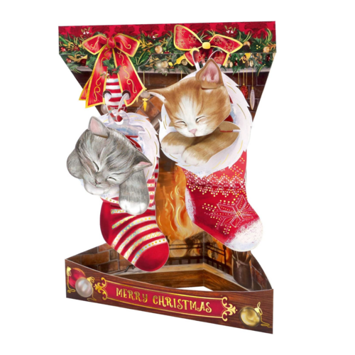 Santoro London Pop-Up Card Christmas Kittens Santoro London Pop-Up Card Christmas Kittens