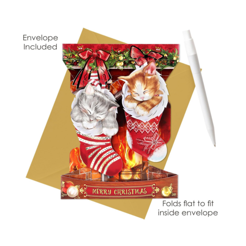 Santoro London Pop-Up Card Christmas Kittens Santoro London Pop-Up Card Christmas Kittens