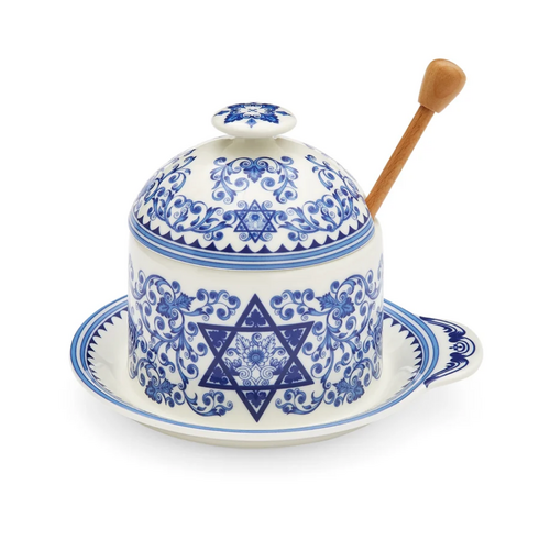 Spode Judaica Honey Pot with Drizzler