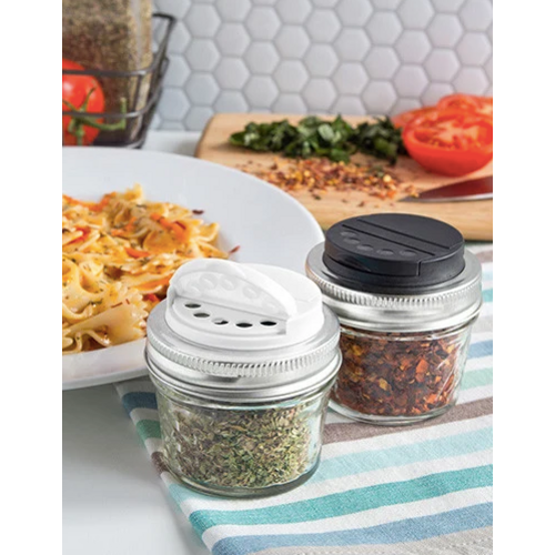 Jarware Jarware Spice Lids Set of 2 White & Black