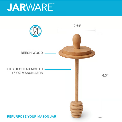 Jarware Jarware Wood Honey Dipper Set of 2 Regular Mouth Jarware Jarware Wood Honey Dipper Set of 2 Regular Mouth